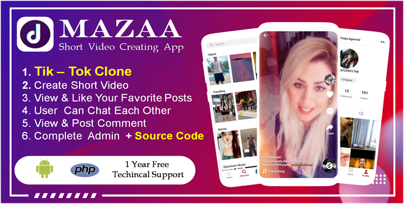 Mazaa  Short Video Creating App Like  Tik -Tok